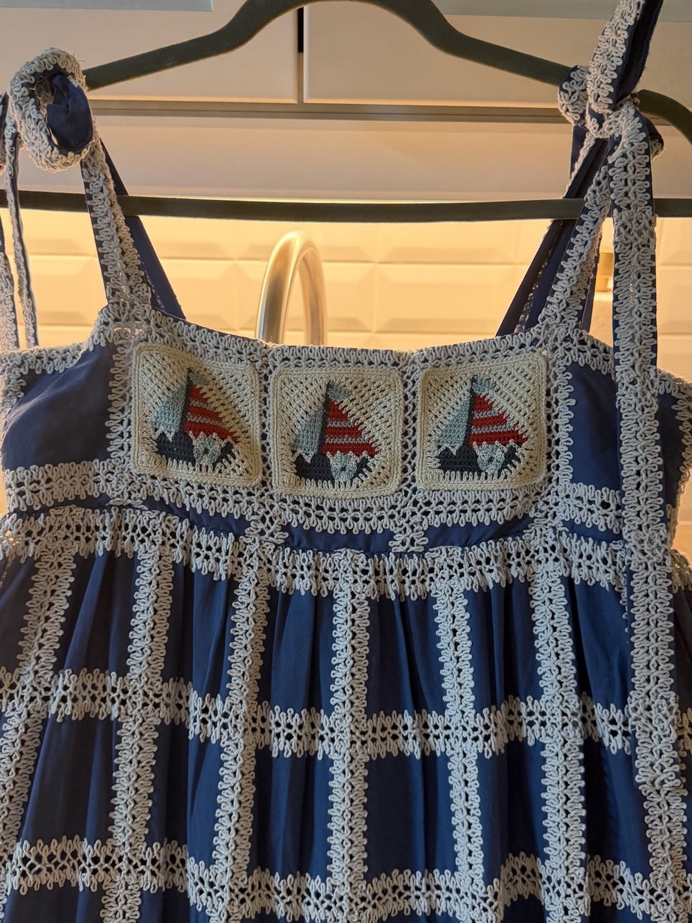 Navy Crochet Sailboat Sundress